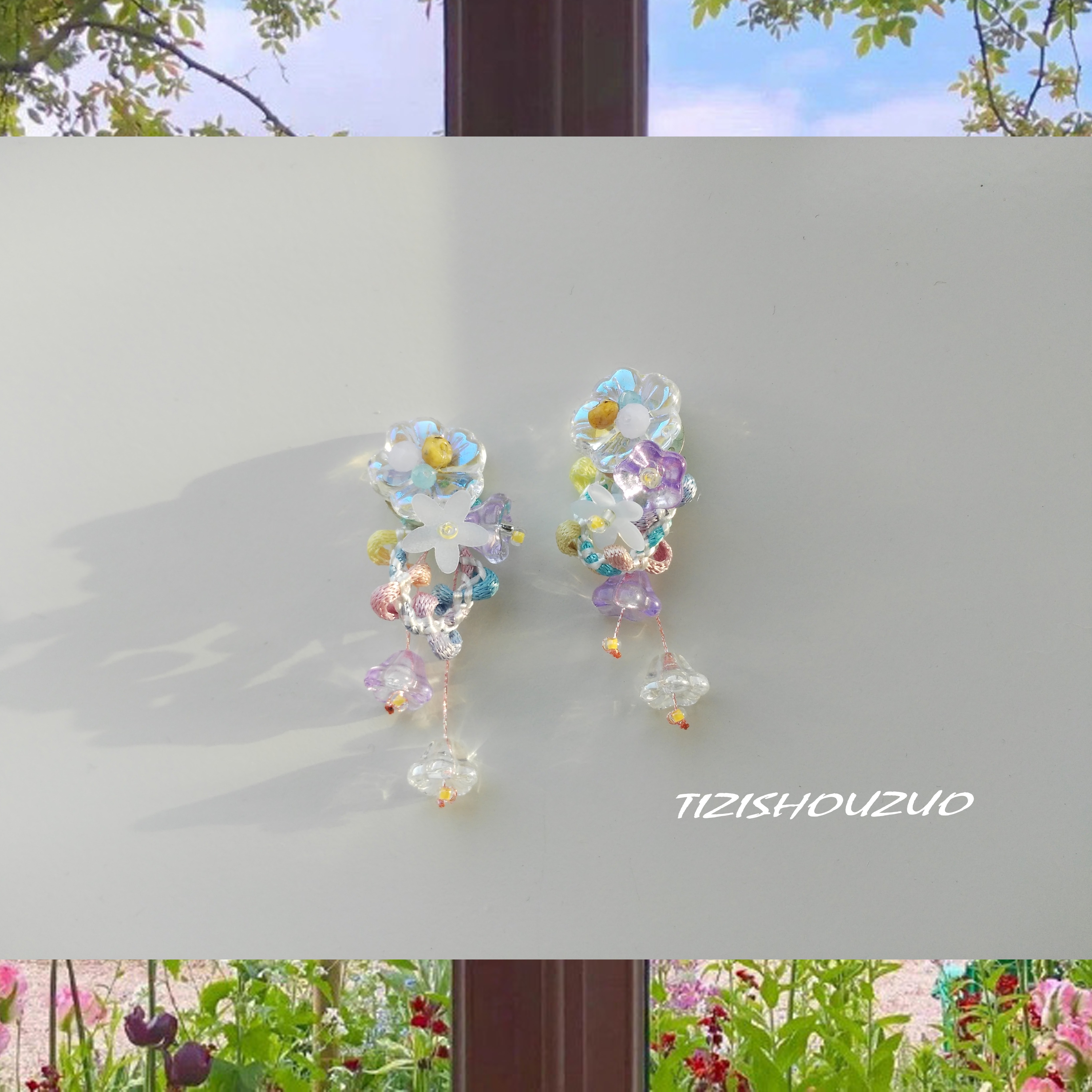 提子手作原创紫色系耳环