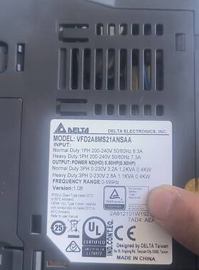VFD2A8MS21ANSAA，0.4KW，7个议价 维修！！！