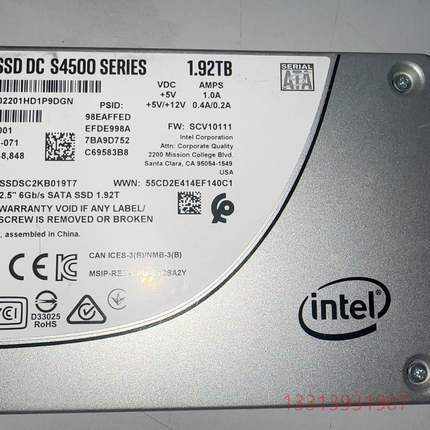 Intel/英特尔 S4500 1.9TB议价 维修！！！