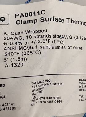 DATAPAQ热电偶PA0011C夹式热电偶议价 维修！！！