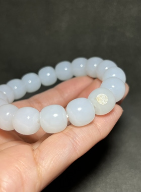 新疆和田玉籽料老型珠手串精品男女款手链手串珠子11*12mm