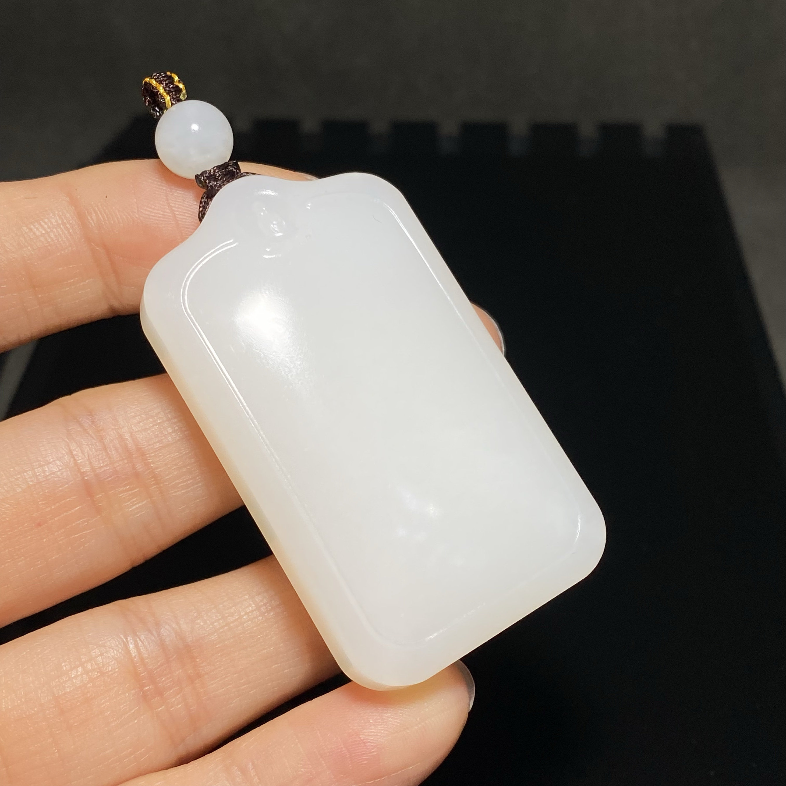 新疆和田玉羊脂白玉籽料平安无事牌吊坠挂件男女款精品挂坠真皮