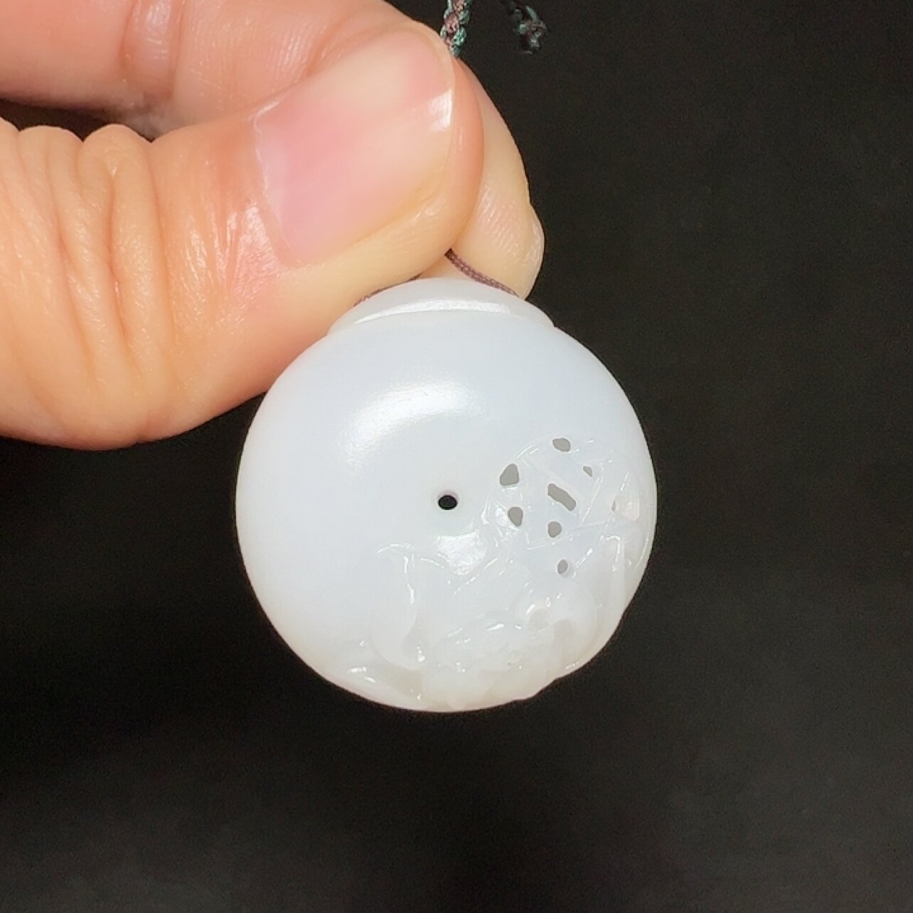 新疆和田玉白玉籽料花开富贵香囊吊坠苏工精品男女款玉器挂件玉佩