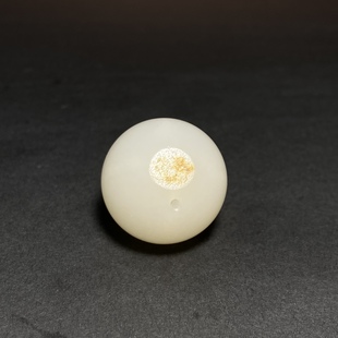 圆珠 和田玉白玉籽料挂件玉坠镶嵌半孔珠子吊坠20mm文玩配饰珠子