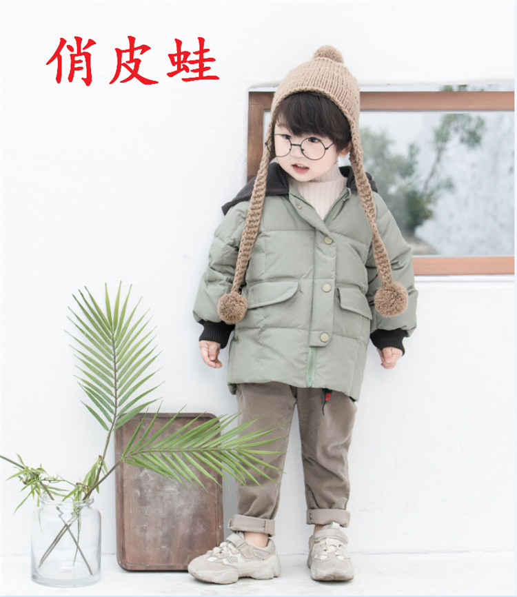 2019俏皮蛙新款宝宝短款羽绒服 男童时尚冬季加厚休闲羽绒服外套