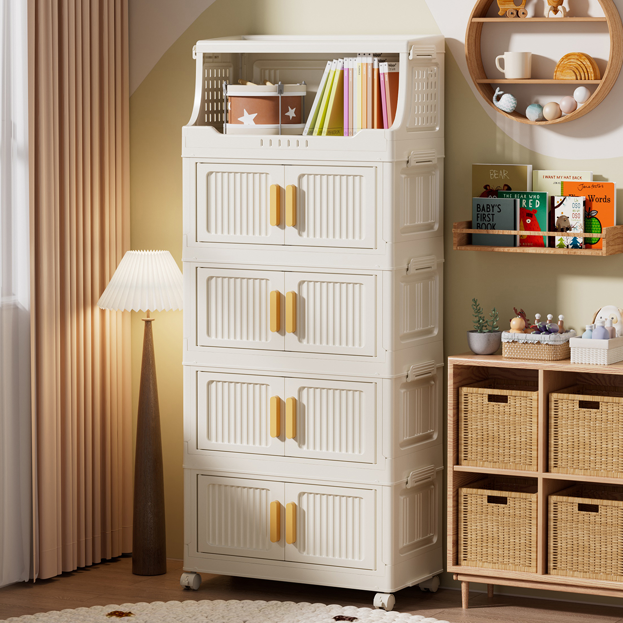 层架收纳柜家用客厅零食玩具储物柜子可移动卫生间厨房杂物置物架