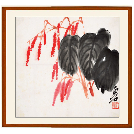 仿齐白石岁岁鸿发图卧室客厅装饰画宣纸国画山水画真迹书法新中式
