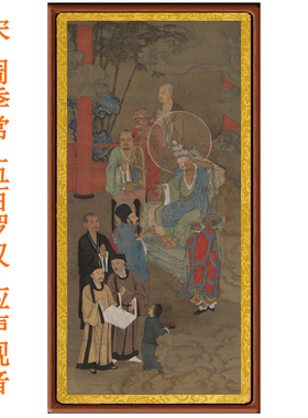 周季常五百罗汉应身观音挂画佛像菩萨画像装饰画客厅竖版字画卷轴