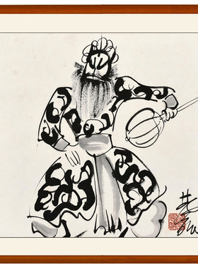 林风眠装饰画客厅京剧人物国画戏曲挂画茶馆字画装饰斗方卷轴装裱