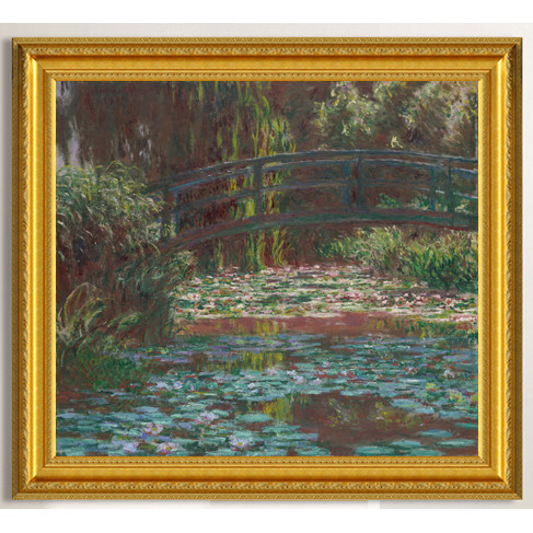 莫奈池塘睡莲油画客厅挂画装饰画卧室餐厅横幅非手绘作品世界名画