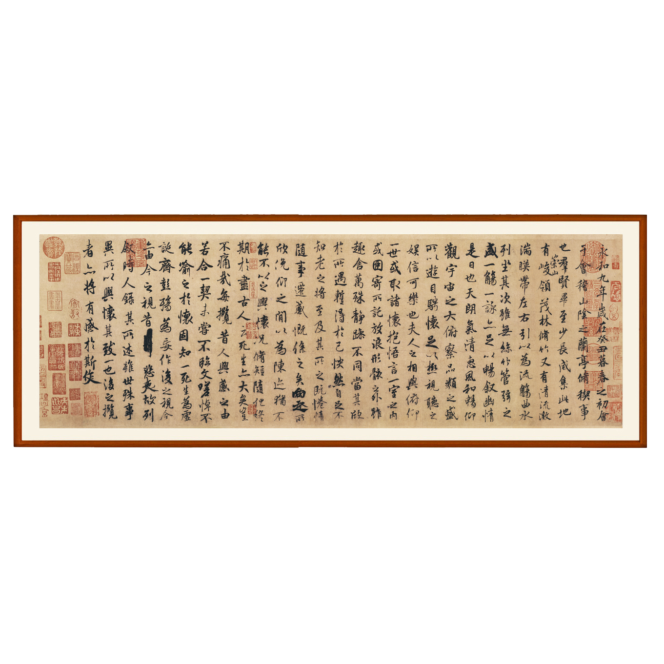 王羲之兰亭序挂画书法作品字帖字画装饰画褚遂良行书装裱卷轴定制