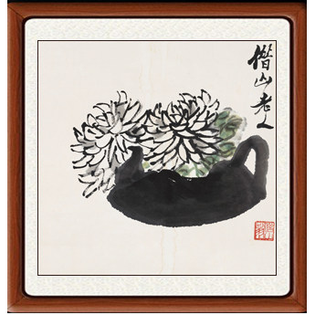 水墨装饰画国画真迹客厅新中式花鸟画挂画卧室仿齐白石菊花赠装裱