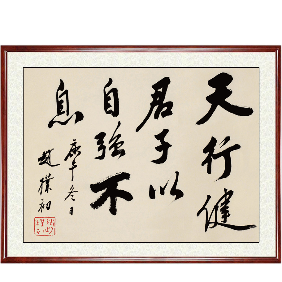 书法作品行书字画非手写真迹赵朴初天行健君子以自强不息卷轴装裱