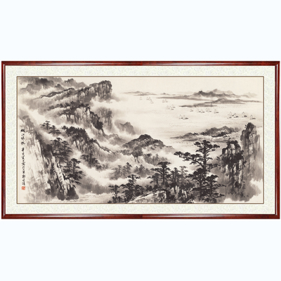 国画山水画客厅风水靠山字画水墨画挂画郭传璋烟江归帆赠卷轴装裱
