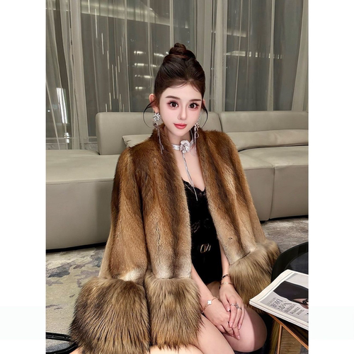 2026秋冬全抽刀青根貂皮草外套女V领超火年轻皮草整貂皮大衣新款