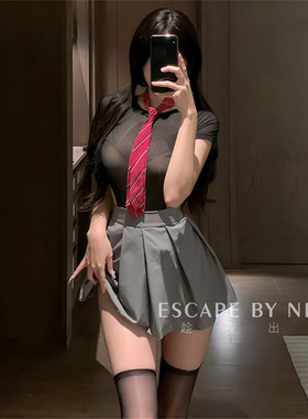 盐系纯欲JK领带聚拢套装