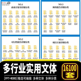 创业项目可行性报告案例分析商业计划书ppt模板融资服务word素材