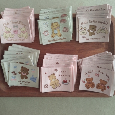 服装横领标订做衣服商标定做织唛布标logo水洗标现货卡通标签4X5