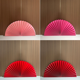 红色折纸扇新年元旦节大红圆扇婚礼中式国潮商场店铺橱窗美陈布置