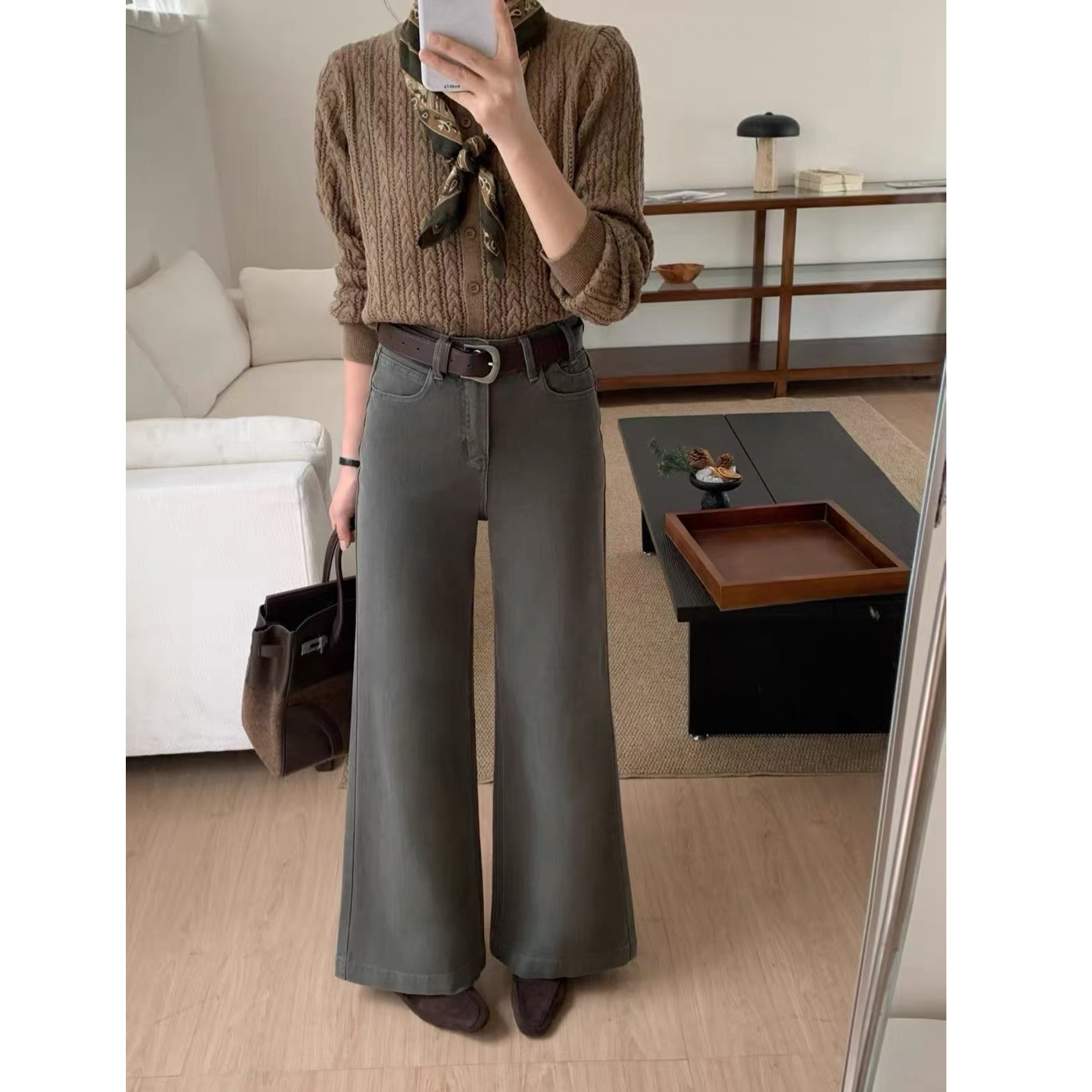 复古高腰显瘦百搭直筒牛仔裤女休闲长裤91060