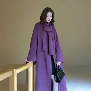 秋冬中长款 长款 韩版 冬季 外套251105003 厚款 毛呢外套立领落肩袖