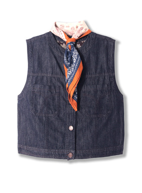 欧货薄款网纱拼接牛仔马甲女2025新款宽松无袖坎肩外套上衣16617