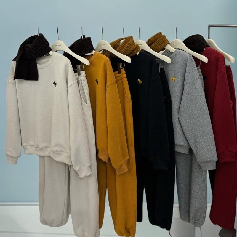 休闲INS风卫衣围巾运动秋冬休闲风慵懒风时尚套装6887