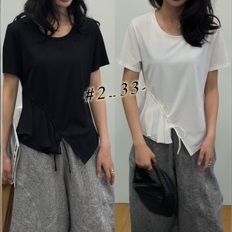 夏季新款不规则设计感百搭显瘦短袖T恤女ZT2633