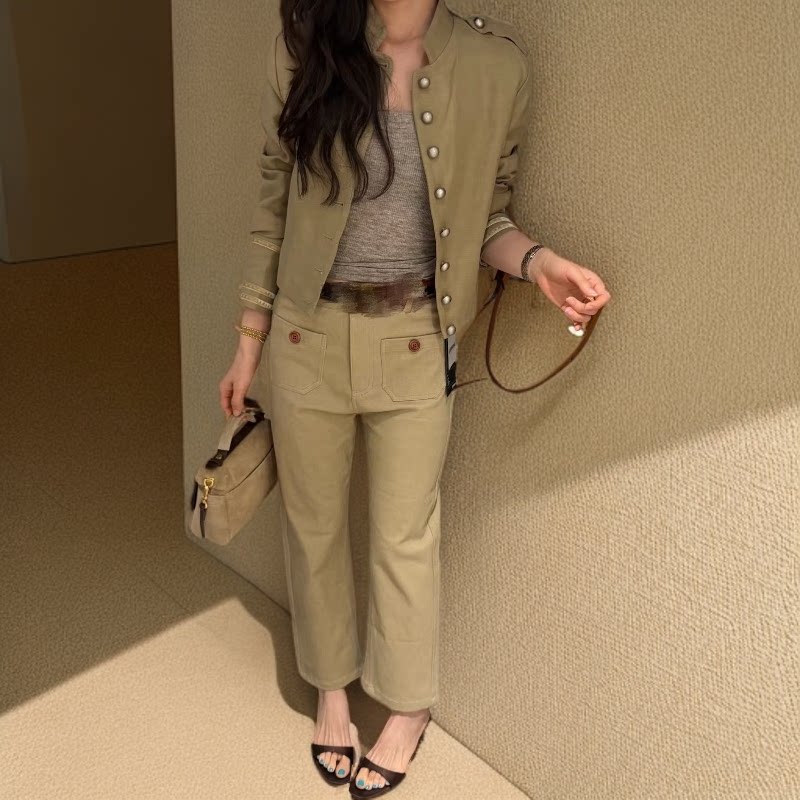 新款韩系宽松显瘦女秋季高腰休闲直筒裤82321