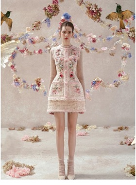 越南小众设计师甜美减龄小香风重工刺绣收腰连衣裙GSEN5441