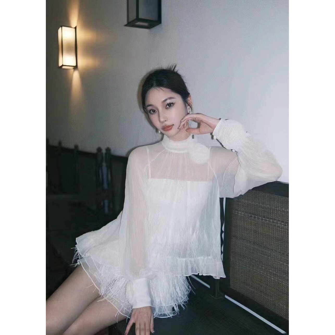 春季新品法式浪漫玫瑰花上衣/高腰裤裙套装GFC2403042图片