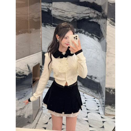 baby同款 2026早春新款甜美减龄蝴蝶结撞色针织开衫GFC250179
