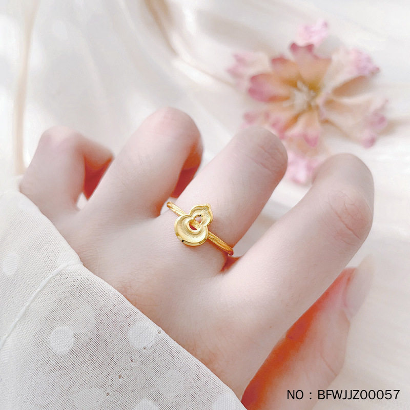 5G黄金 足金999葫芦戒指女定价黄金戒指