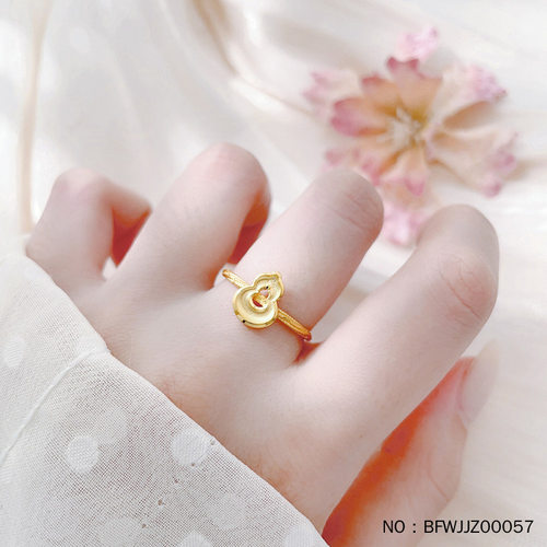 5G黄金 足金999葫芦戒指女款开口可调节气质简约送女友礼物