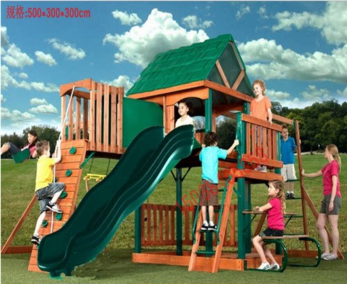 儿童户外花梨木美式滑梯游乐设施