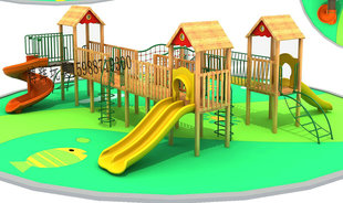 大型户外木质滑梯组合幼儿园室内外游乐设施木制公园儿童玩具秋千