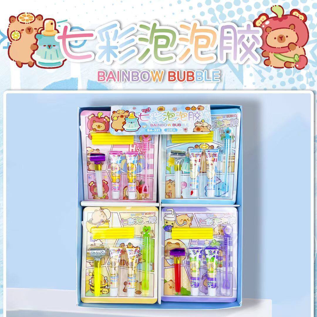 新款卡皮巴拉七彩泡泡胶吹泡泡太文创/手作/文化用品