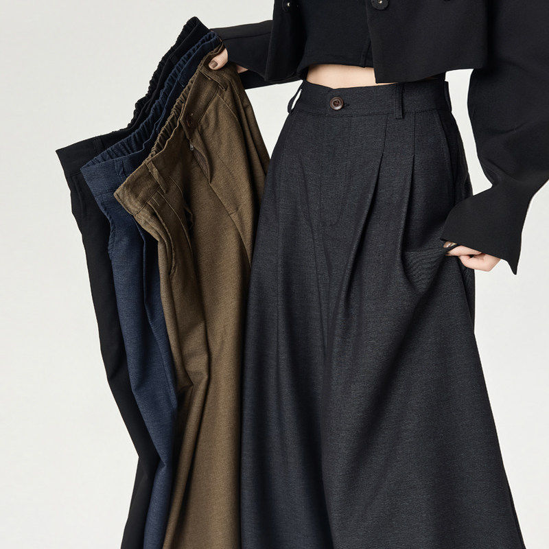 高级感西装裤女春秋2025新款松紧高腰显瘦宽松休闲 垂感拖地阔腿