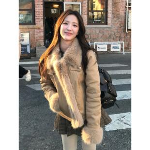 牛仔外套女秋冬2025新款韩系小个子加厚短款高级感洋气毛绒绒上衣