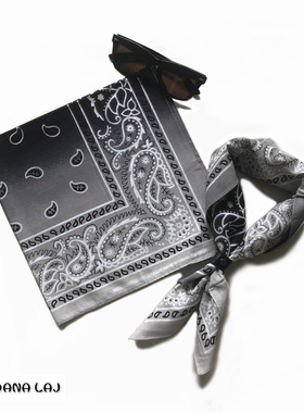 纯棉54厘米简约风格方巾棉质灰色红头巾休闲渐变领口扎头发渲染图