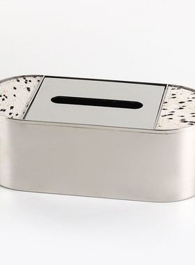 轻奢斑点皮毛金属纸巾盒摆件酒店餐厅厨房抽纸盒摆设样板房装饰品