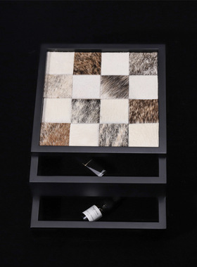 轻奢棋盘格马毛首饰盒卧室桌面带盖首饰收纳盒轻奢实玄关收纳盒