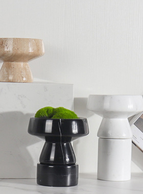 天然大理石高脚花盆家用