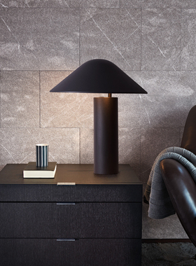 北欧床头台灯现代简约卧室书房创意酒店别墅样板房温馨黑色蘑菇灯