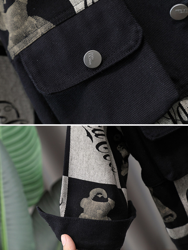 소년 곰 데님 재킷 봄과 가을 2024 새로운 아동 스타일 한국식 재킷 청년 및 중형 인터넷 연예인 탑