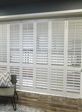 厂家直销网红圣德科品牌白色实木折叠百叶窗折叠门活动百叶隔断门