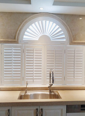 定制圆弧半圆形弧形拱形异形三角特殊实木百叶窗透气窗木质百叶门