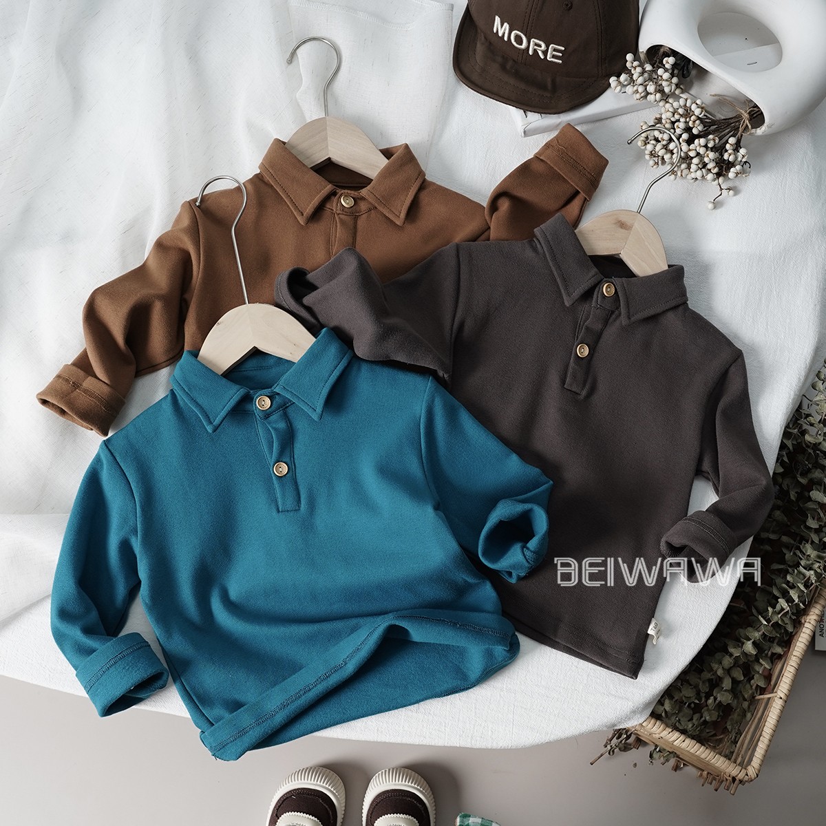 秋款儿童高品质长袖衬衣领T恤衫