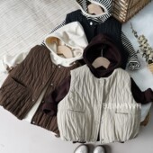 洋气百搭马夹外套 男女童韩版 森系小童宝宝夹棉保暖坎肩马甲 冬款