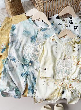 新国潮儿童绵绸短袖裤子两件套